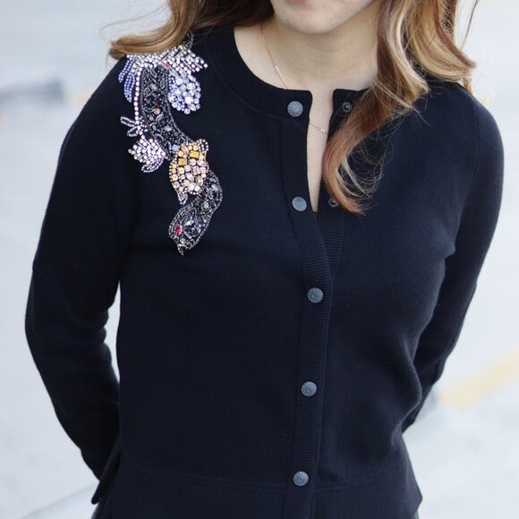 NWT - Zadig & Voltaire Puky Cows Snake Beads Cardigan BLACK✨ - Picture 6 of 14